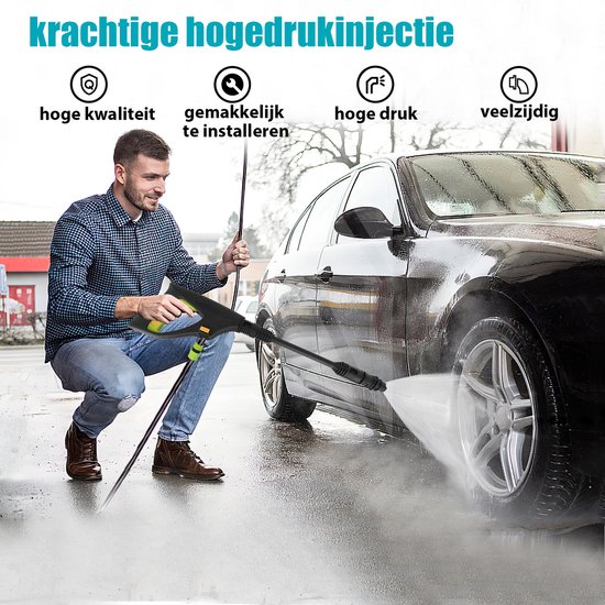 Elektrische hogedrukreiniger - 5000 PSI - Draagbaar - Met 2 meter slangenset - Voor thuis, auto’s, hekken en ramen - Spphire — afbeelding 3