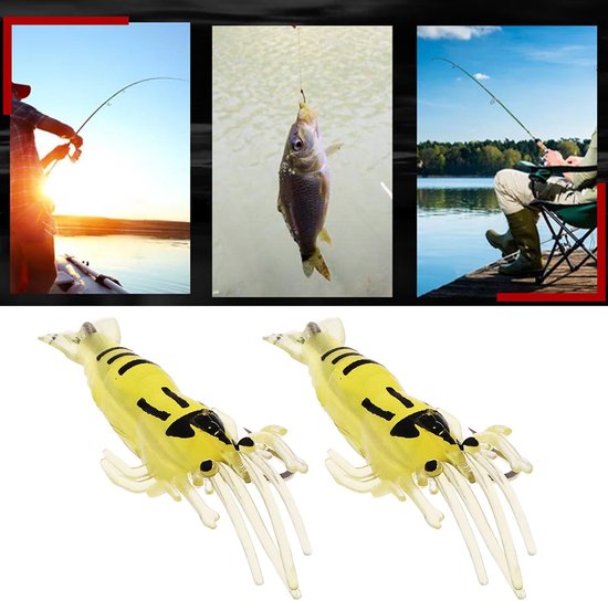Dailygoods- Garnalen Kunstaas 20 Stuks - Zacht Vis Aas - 3,5 cm - Vijf Kleuren - Effectief voor Zeebaars/Zoutwatervissen - Realistische Details - Visaas van Dailygoods — afbeelding 3