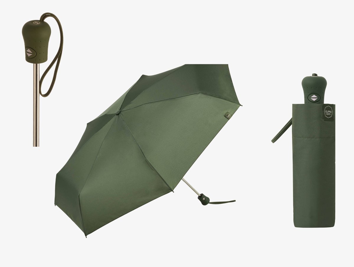 Clima Bisetti Luxe Mini Opvouwbare Paraplu & Parasol – Kaki Groen