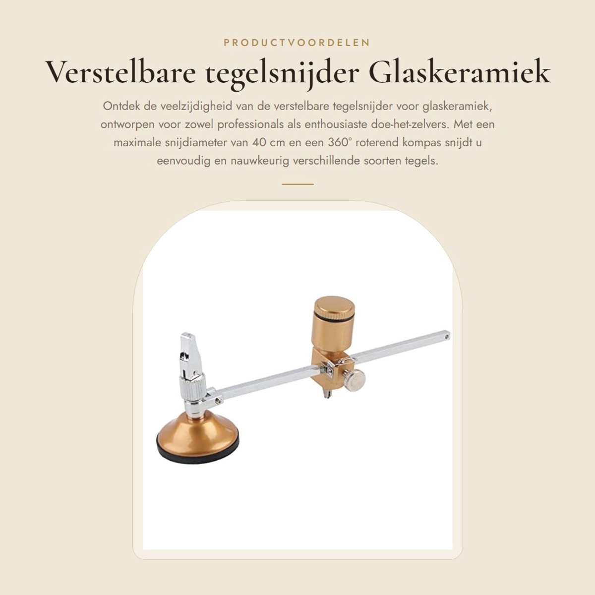 Dailygoods- Tegelsnijder 600 mm - Verstelbaar - Snijdiameter 40 cm - Robuust - Duurzaam - Gemakkelijk te gebruiken - Glasnijder