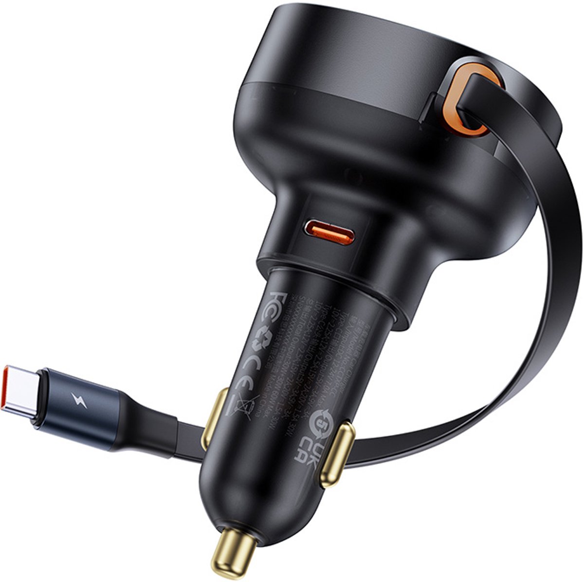 Baseus - Enjoyment - Pro USB-C - (vrouwelijk) / USB-C - (mannelijk) - autolader - 60W - zwart
