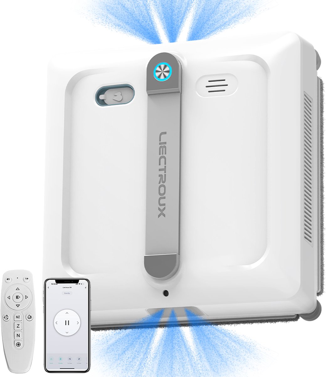 Robot Raamwisser-Raamreinigingsrobot-9000 Pa Zuigkracht-6-Weg Spray-App En Afstandsbediening-4 Reinigingsmodi-Glas-26,5×26,5×7,5 Cm