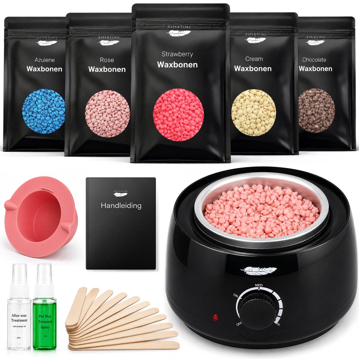 Soft & Silky Wax apparaat set - incl. Beans - Ontharings machine - Hars - Verwarmer - Smelter - Heater - Apparaten