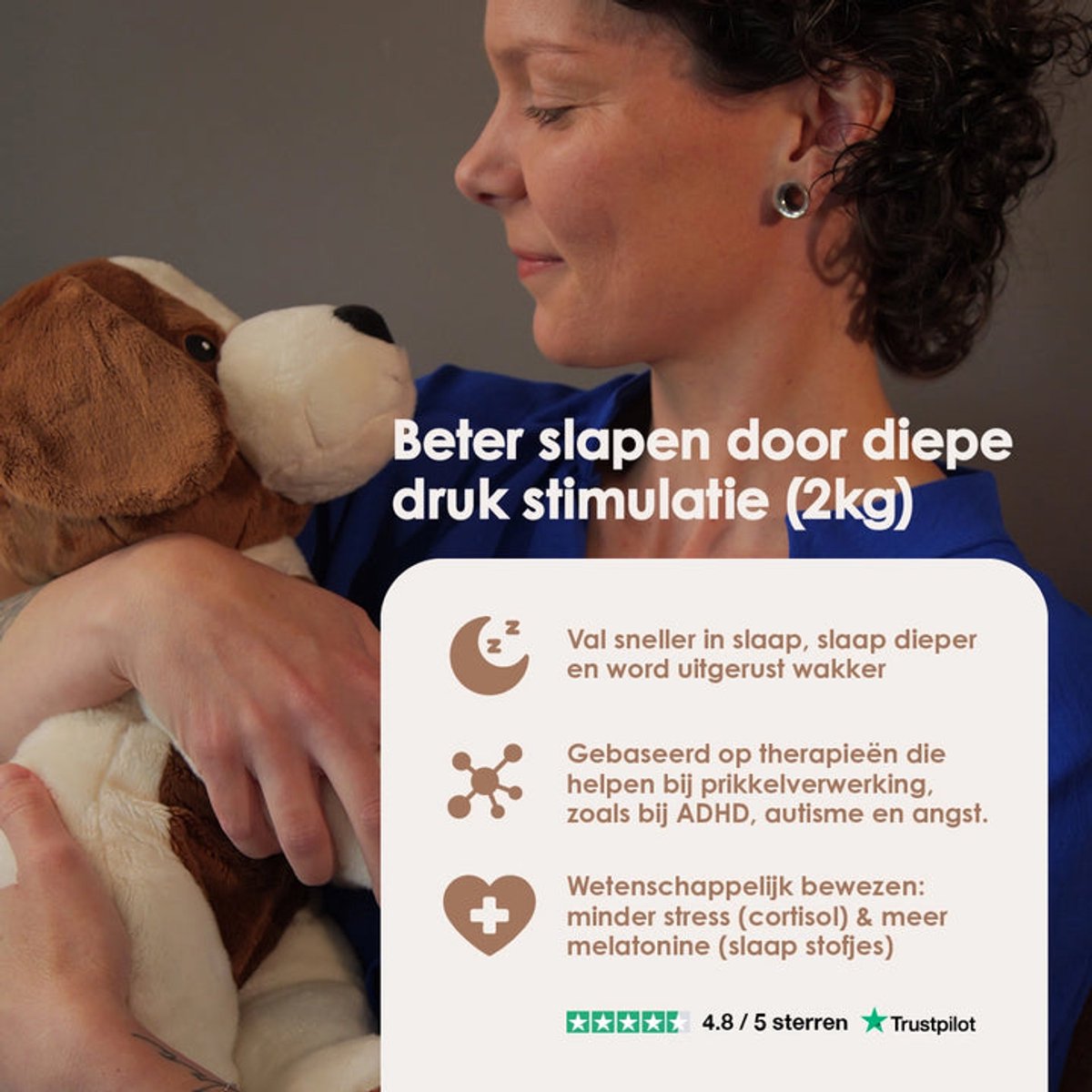 Lotgenootje Verzwaringsknuffel Hond - 45cm/2kg - Verzwaarde Knuffel - Weighted Stuffed Animal - Sensorisch Speelgoed - Zware Knuffel Anxiety - Plushie — afbeelding 10
