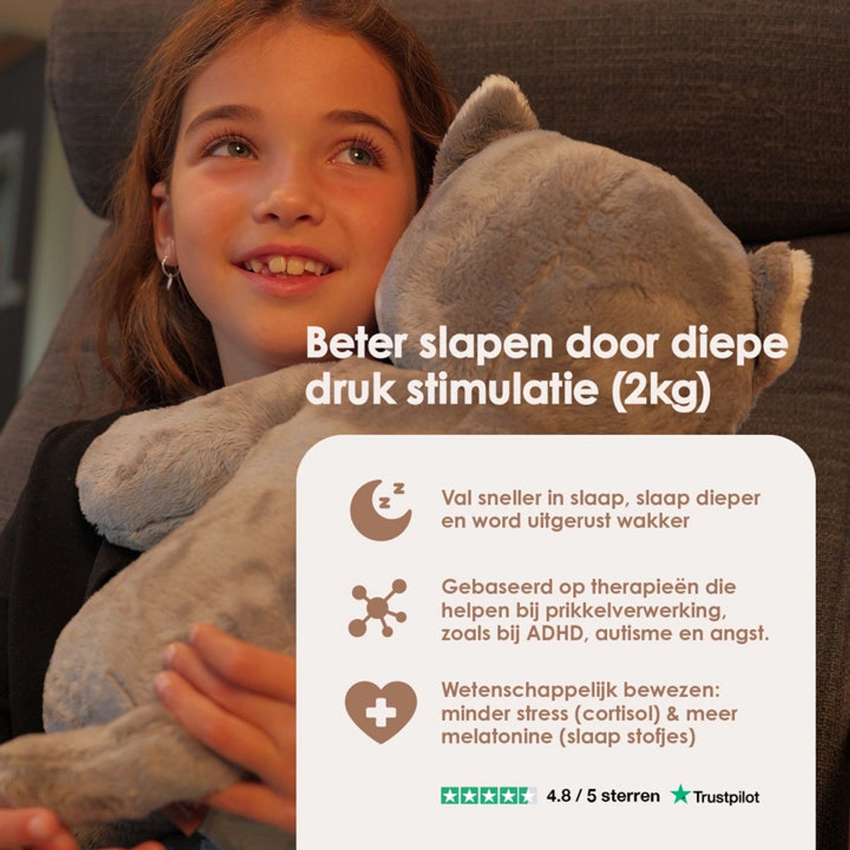 Lotgenootje Verzwaringsknuffel Kat - 45cm/2kg - Verzwaarde Knuffel - Weighted Stuffed Animal - Sensorisch Speelgoed - Zware Knuffel Anxiety - Plushie — afbeelding 5