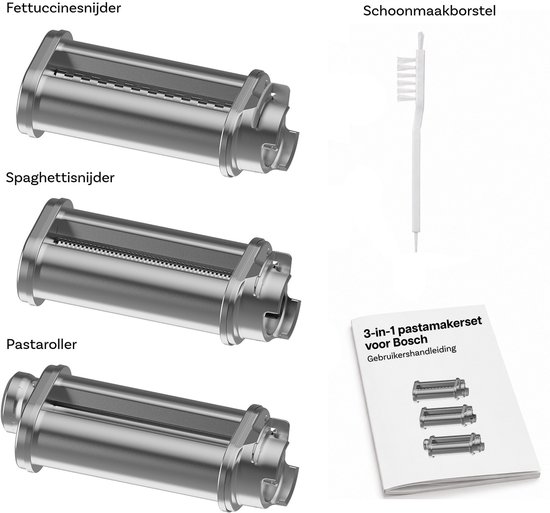 Pasta Maker Attachment voor Bosch MUM4 & MUM5 Staande Mixer 3-delig - Pasta Roller, Spaghetti Cutter & Fettuccine Cutter - 8 Verstelbare Dikte-instellingen - Mixer Accessoires voor Bosch van MMOBIEL — afbeelding 5