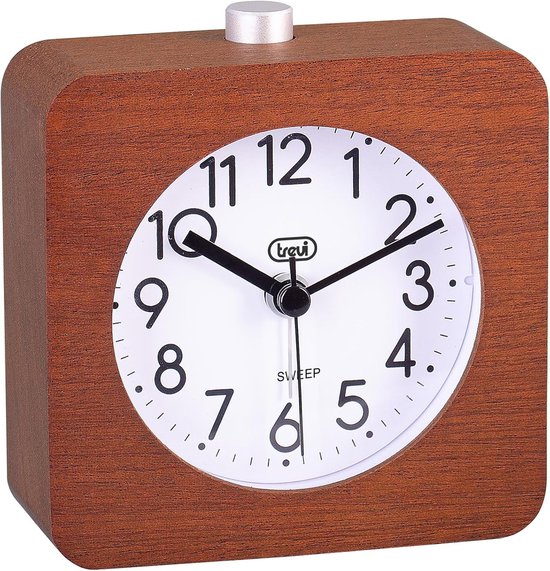 Houten Wekker - Natuurlijk hout - Rustig wakker worden - Stille veegbeweging - 9.5 x 9.5 cm - Houtkleur van houten — afbeelding 3