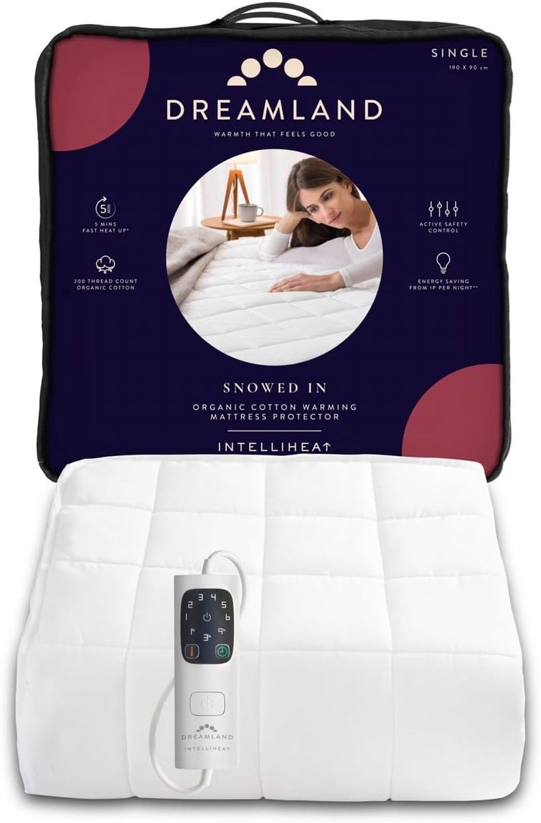 Elektrische Onderdeken - Verwarmde Matrasbeschermer - Slaap Comfort - Snelle Verwarming - 190 x 90 cm - Wit