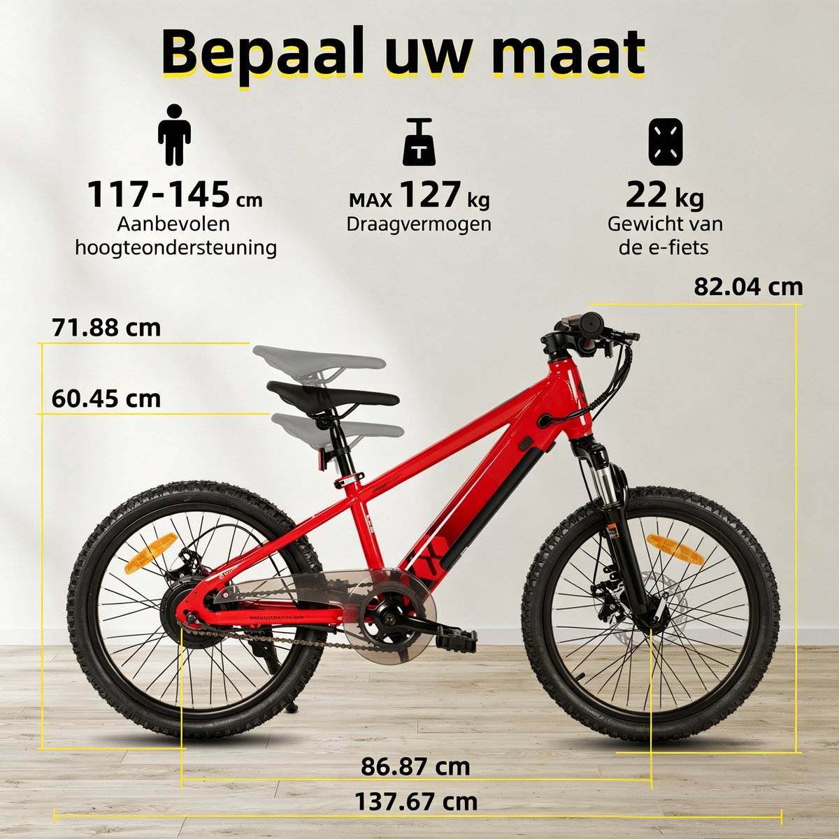 JOYSTAR 20 Inch Elektrische Kinder Mountainbike - 250W E-Bike voor Kinderen (7+ Jaar) - 25 km Actieradius - Met Verwijderbare Accu & Schijfremmen – Spaakwiel - Rood thumbnail 6