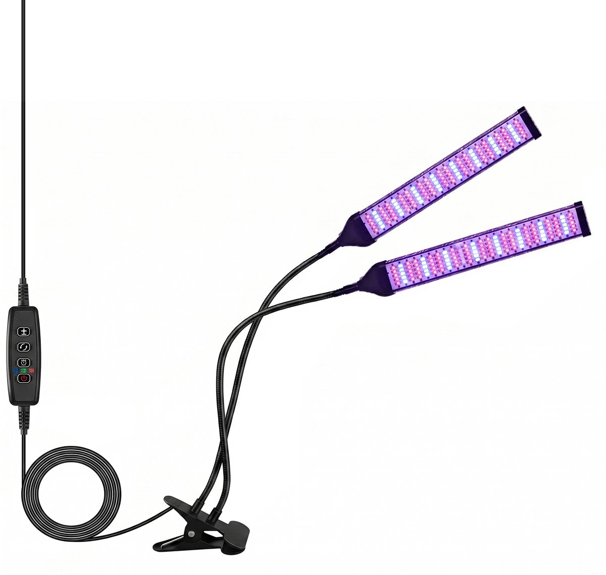Led Groeilamp 2 Koppen - Kweeklamp Voor Planten - Grow Light - Kweeklampen - Rood Blauw Licht - Full Spectrum - Timer 3 9 12 Uur - Flexibel