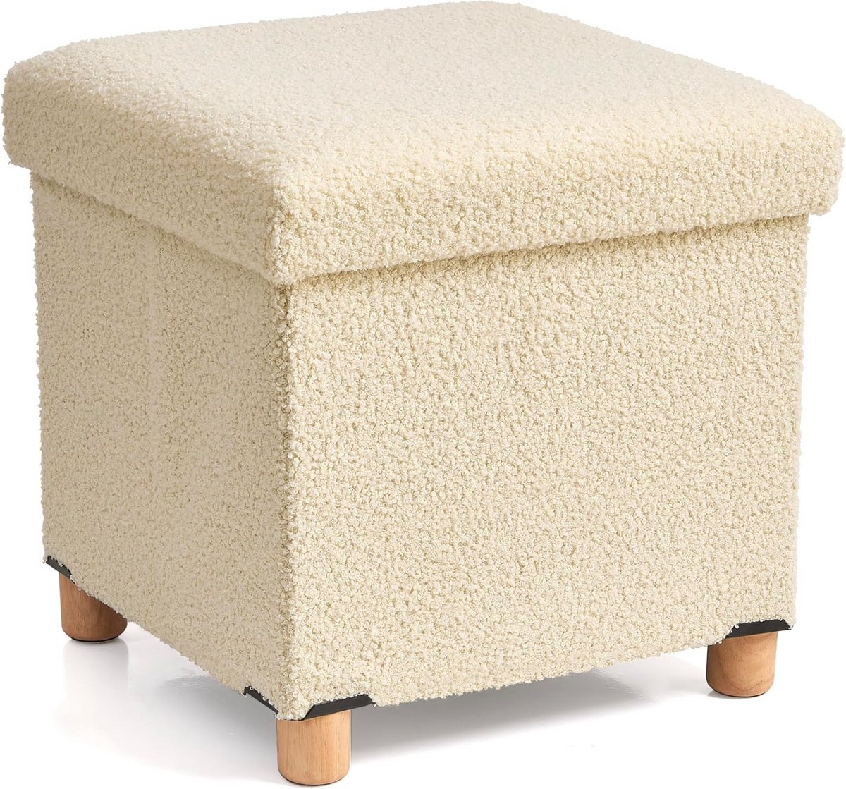 Opbergkruk - Zitkist voetenbank - Extra zitplek - Opvouwbaar ontwerp - 38 x 38 cm - Beige