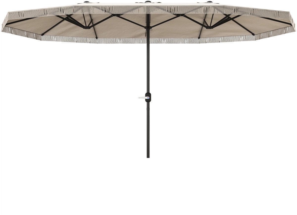 QUESTYR Dubbele Parasol – 4,5 × 2,65 m – Crème – Waterafstotend – Handmatige Slinger – Grote Tuinparasol voor Terras & Tuin