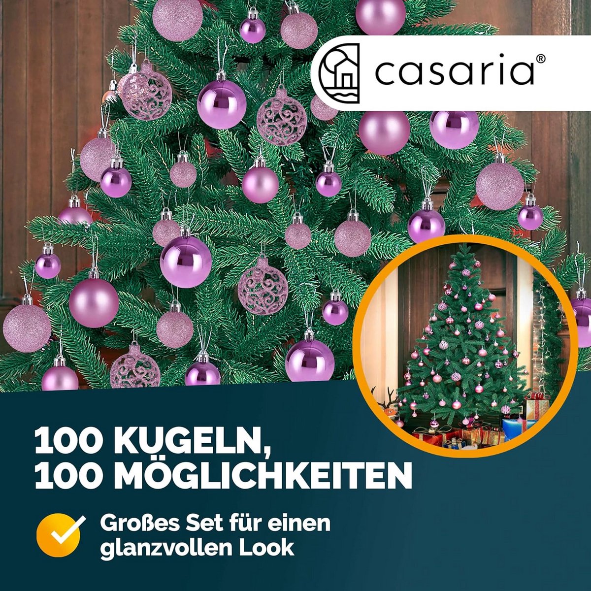 Kerstballen Set - Boomversiering - Kerstboom Versieren - Breukvast Kunststof - 100 Stuks - Roze – foto 3