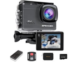 Actiecamera 4K 60FPS – 64MP – Waterdicht 40m – WiFi – 64GB Kaart & Accessoires Set