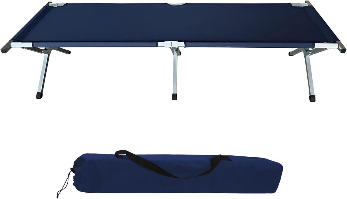 Veldbed XL - Campingbed Opklapbaar - Outdoor Avonturen - Versterkt Stalen Frame - 190 x 64 cm - Blauw