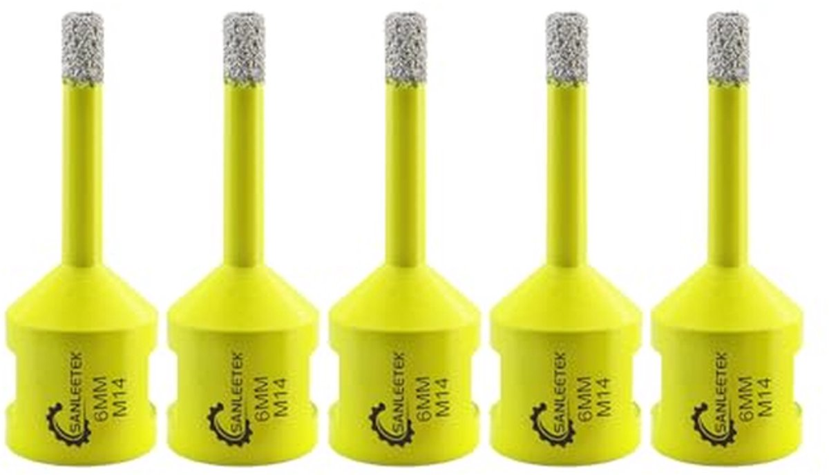 Diamantboor Set - Tegelboor Gatenzaag - Hard Materiaal Boren - Vacuüm Gelast - 5 stuks 6 mm - Grijs