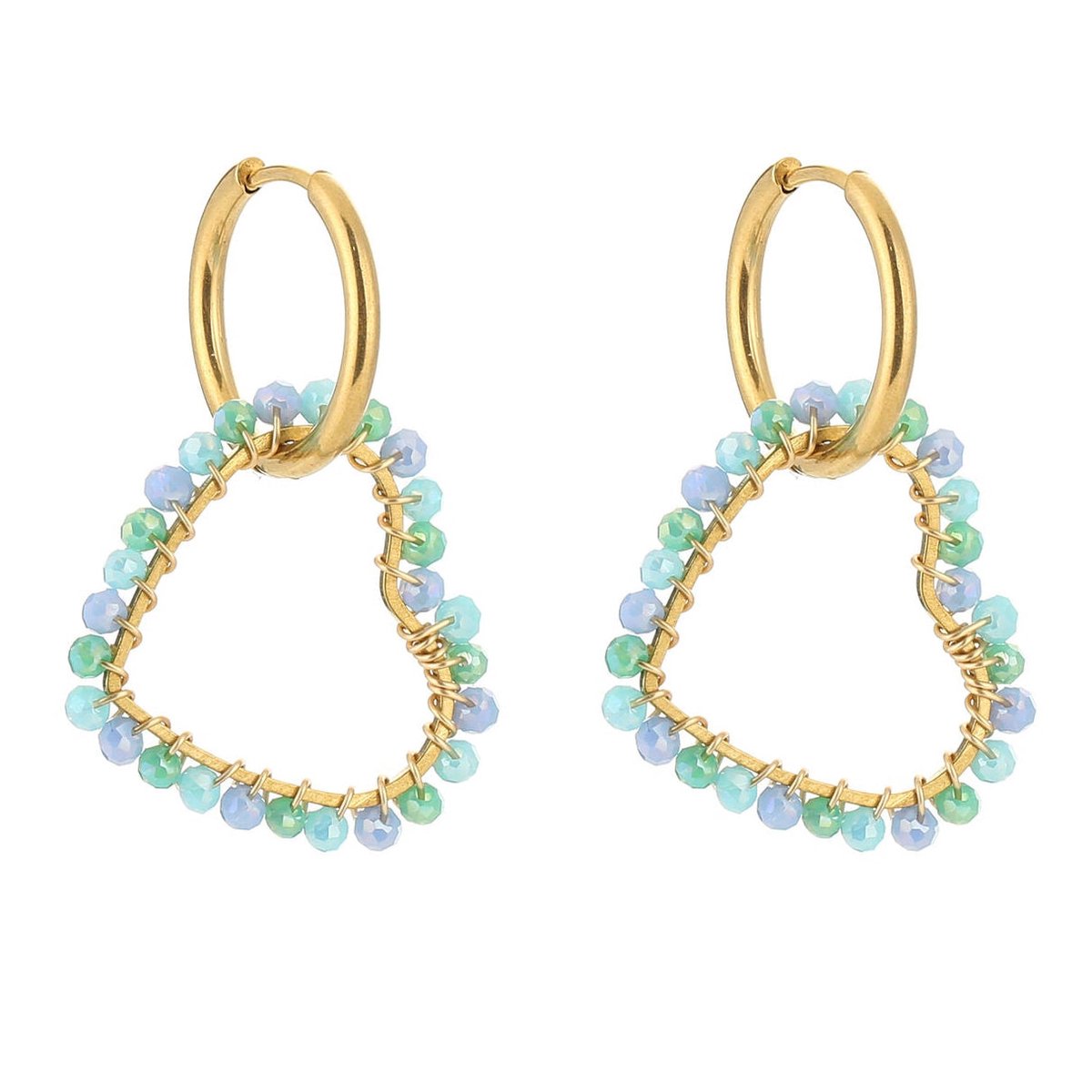 Michelle Bijou Oorbellen Handmade Love goud lichtblauw