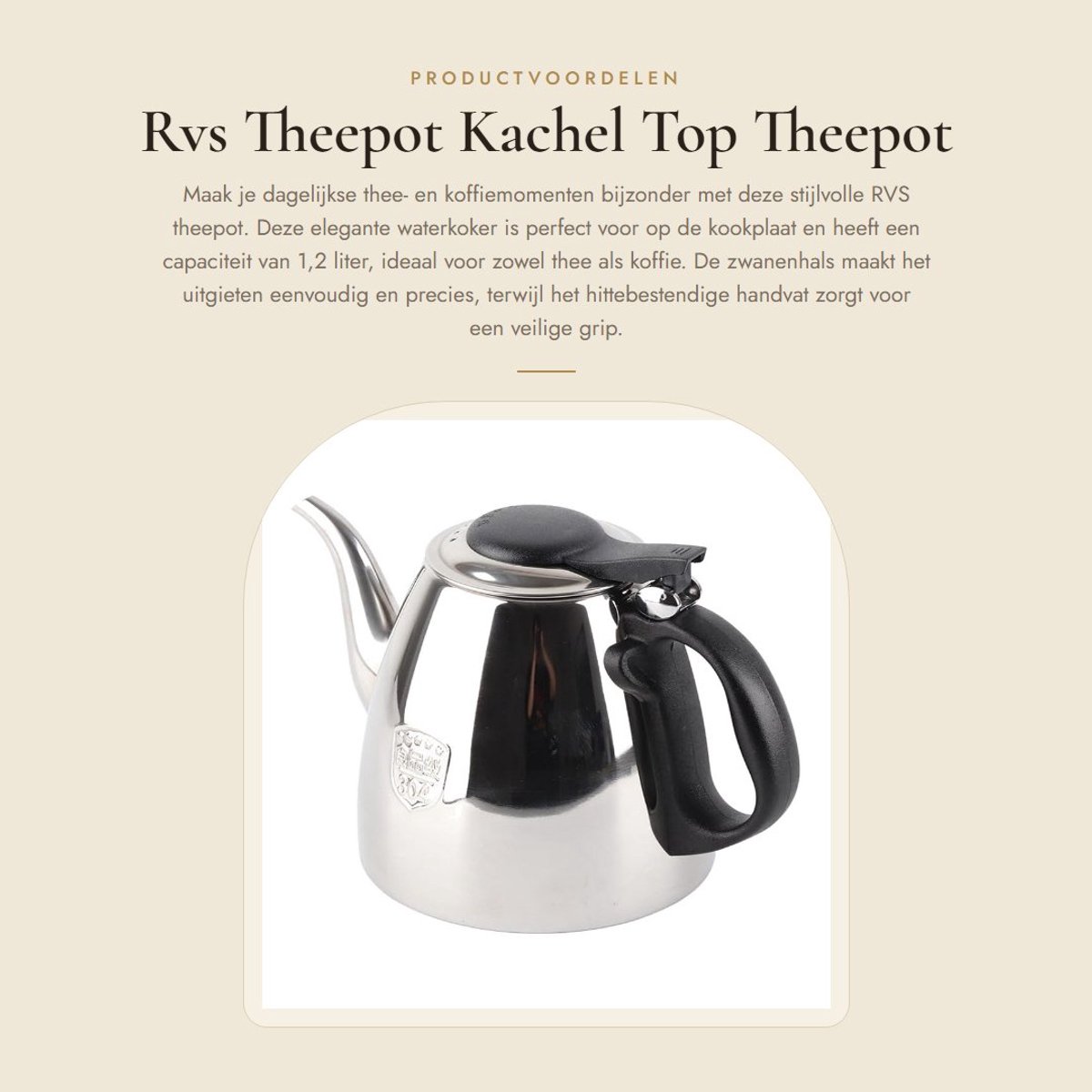 Dailygoods- Theepot Dubbelwandig - Theepot met Filter - Roestvrij Staal - Waterkoker - Hittebestendig Handvat - 1.2L Inhoud