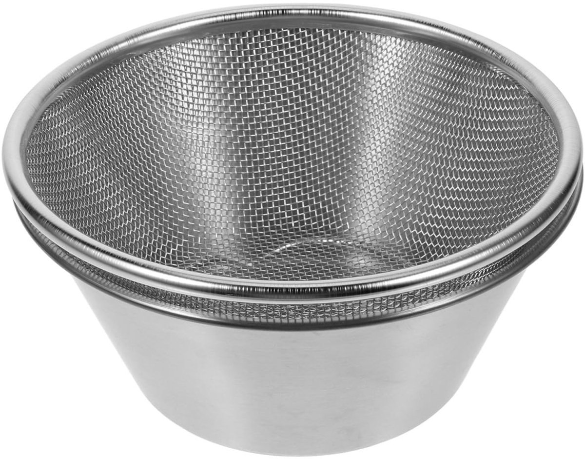Dailygoods- Zeef met Afdruipbak - Afdruipmand - Fijne Mesh-Zeef - Rijstwaszeef - Groentezeef - Roestvrij Staal - Afdrainzeef