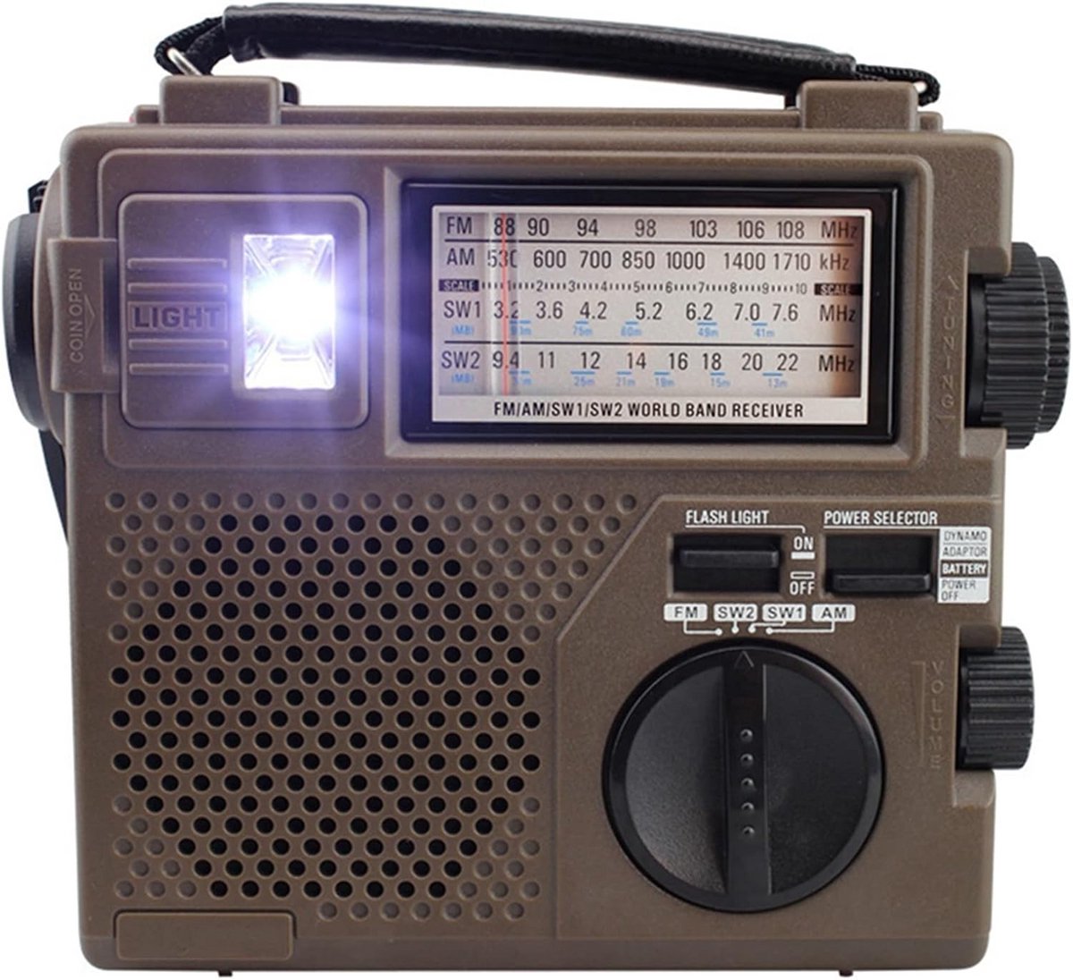 Noodradio Digitale Ontvanger - Dynamo Radio - Noodsituaties Buiten - Ingebouwde Zaklamp - 16.8 x 14.8 cm - Zwart