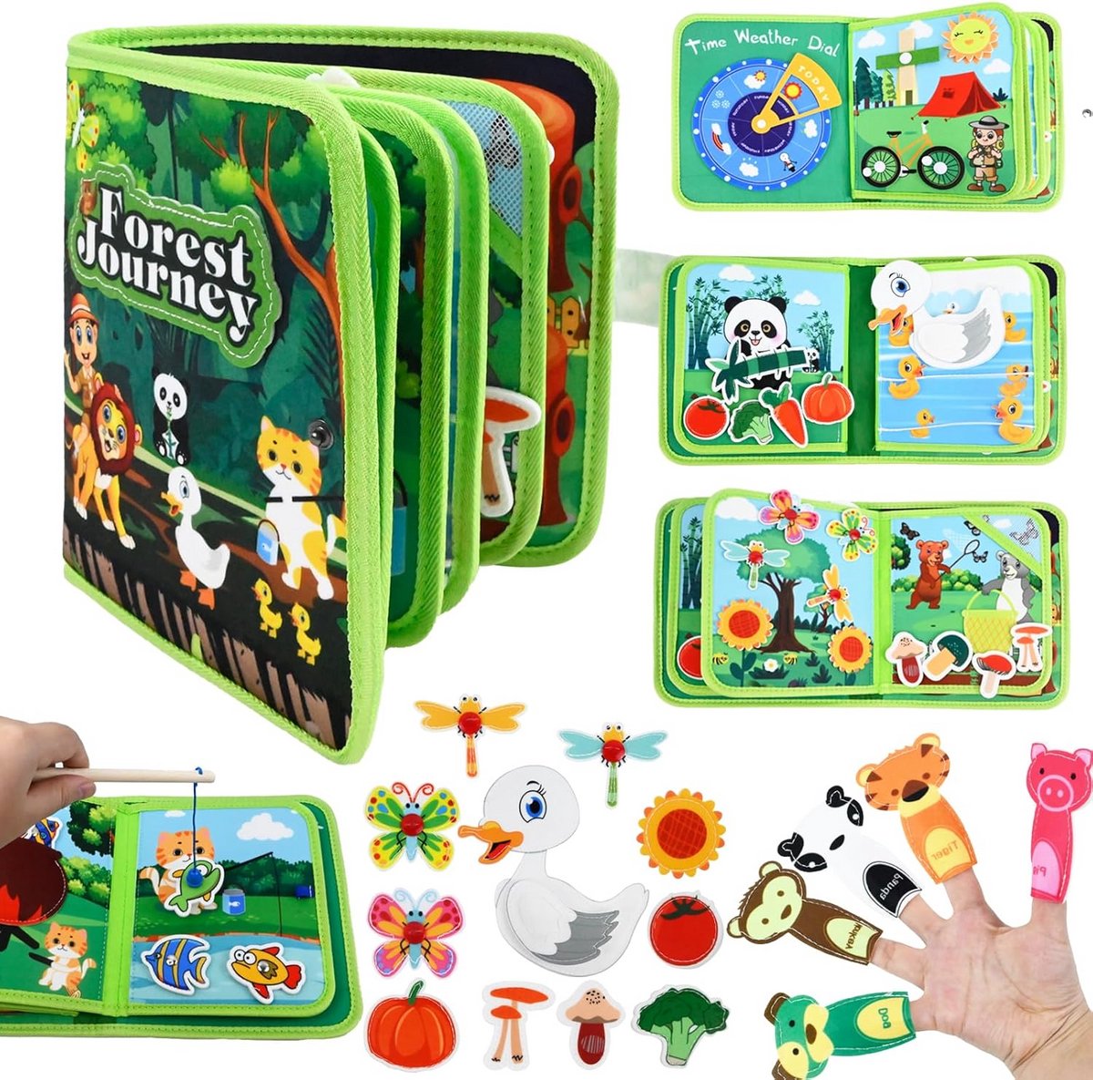Drukte Boek - Zacht Leerboek - Vroege Educatie - 20 Interactieve Activiteiten - 24x24 cm - Multicolor