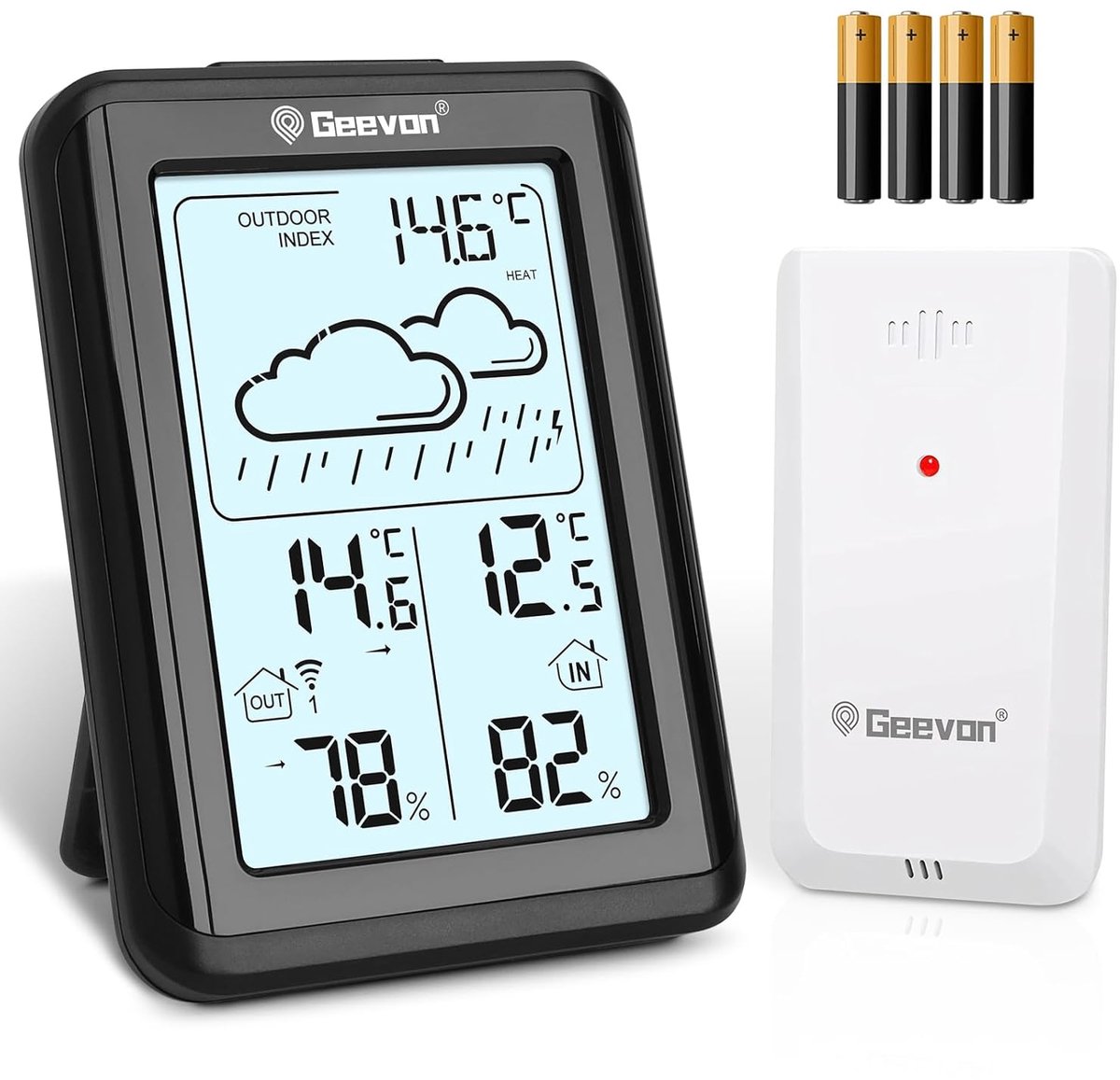 Draadloze Binnen Buiten Thermometer & Hygrometer met 3 Sensoren | Weerstation met Vochtigheidsmeter