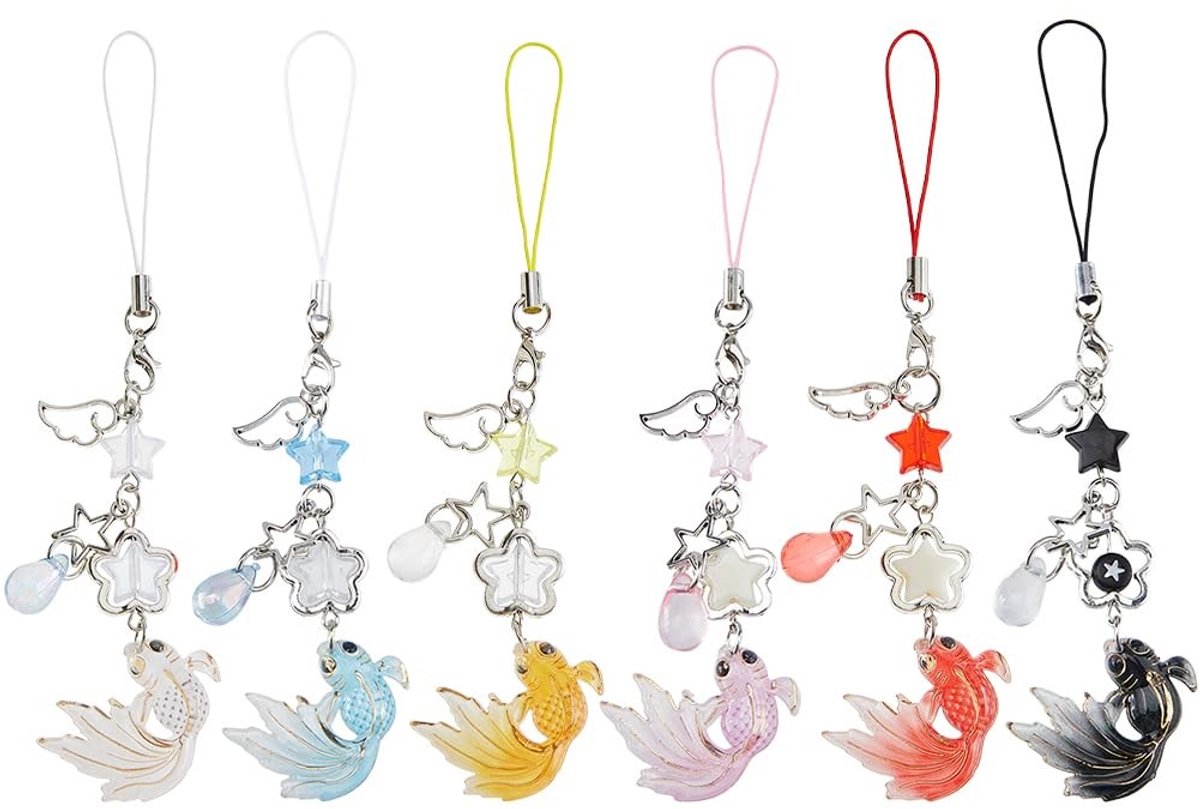 Dailygoods- Telefoonketting 6-delige set - Afneembare Hangers - Gemengde Kleuren - Diefstalbeveiliging - Geschikt voor Telefoons/Cameratassen - Robuust Materiaal - Sieraden