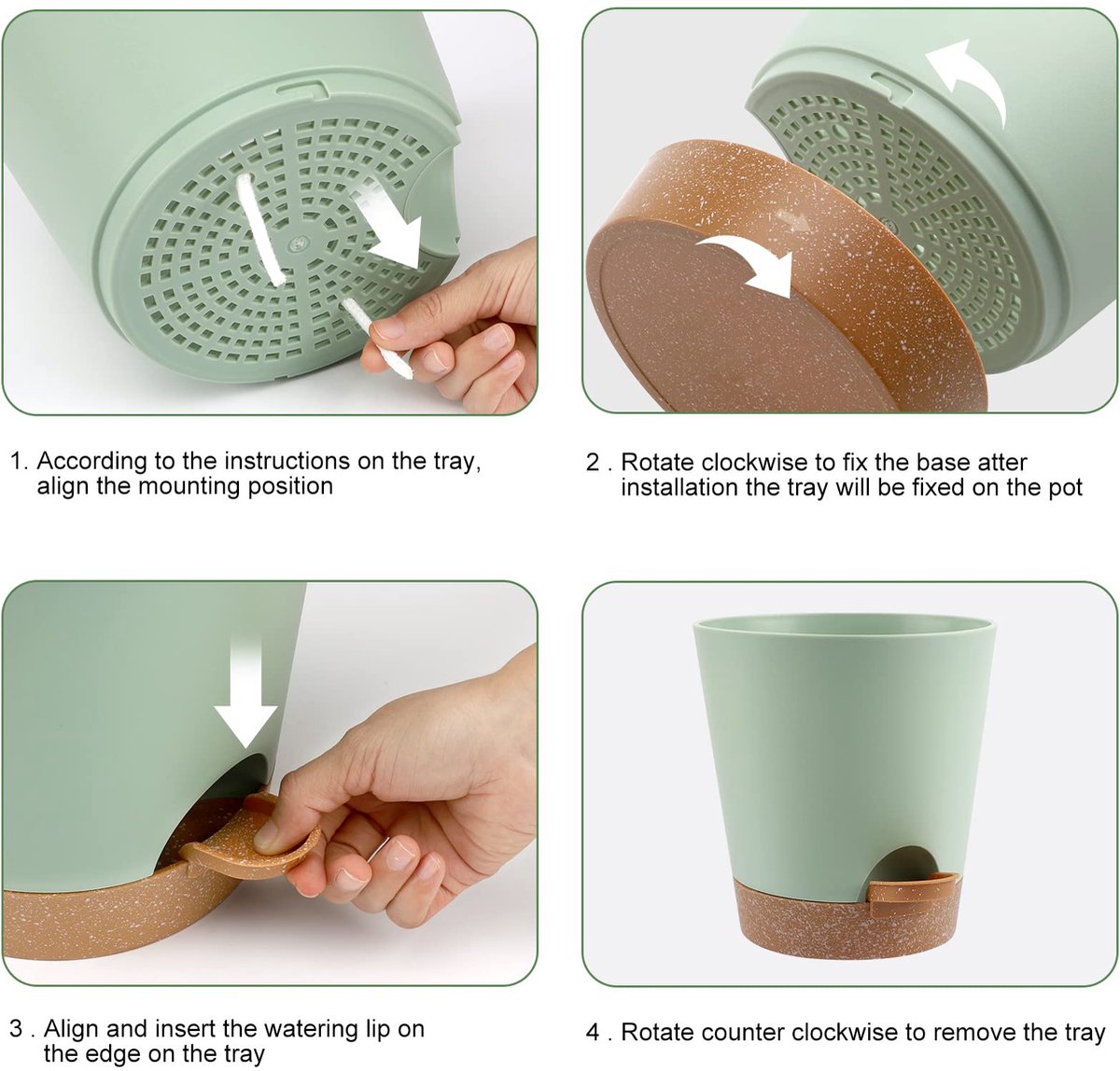 Zelfwaterende Plantenpot Set 6 Stuks - Bloempotten voor binnen -Plantenpot met Waterreservoir en Katoenen Lont - Kruidenpotten voor Binnen en Buiten - Bloempot Zelfbewaterend voor Keuken, Balkon en Tuin — cadeau in Wonen & Interieur - foto 3