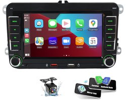 ESSGOO Volkswagen CarPlay Autoradio - met Apple Carplay & Android auto (Draadloos) -Plug&Play- voor VW Golf, Polo, Tiguan, Touran, Caddy, Jetta -7inch Touchscreen scherm-Bluetooth- Dual USB -12LEDs Achteruitrijcamera