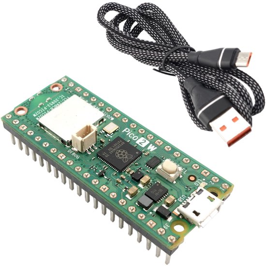 Raspberry Pi Pico 2 W kit : bordje - headers - USB-kabel