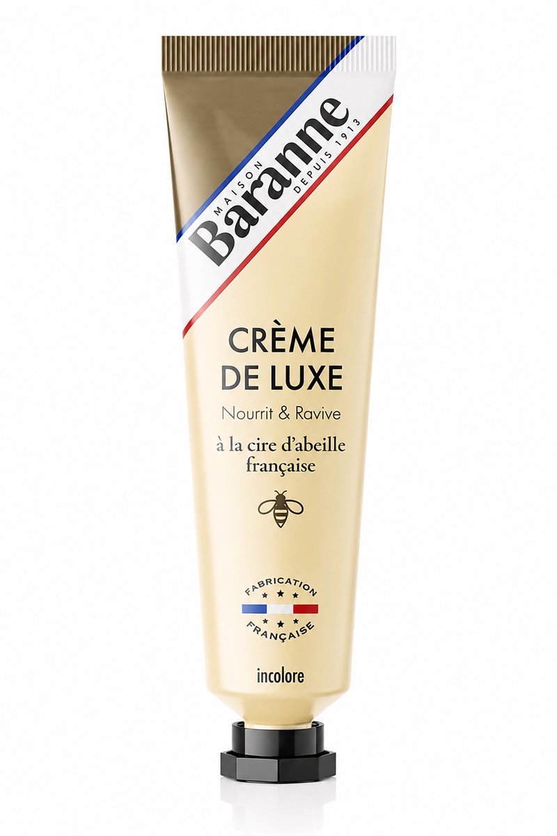 Baranne Luxe Kleurloze Schoencrème – Met Franse Bijenwas – Verzorgt, Voedt en Beschermt Leer – Langdurige Glans