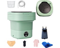 Mini-wasmachine, 8 liter, opvouwbare wasmachine, campingwasmachine, mobiele wasmachine voor ondergoed, sokken en kinderkleding, groen [Energieklasse A+++]