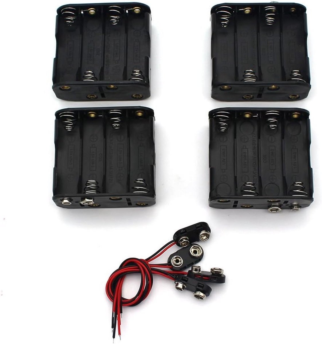 Batterij Houder - Celhouder - Apparaten Voeden - Met Snap Connector - 8x AA - Zwart