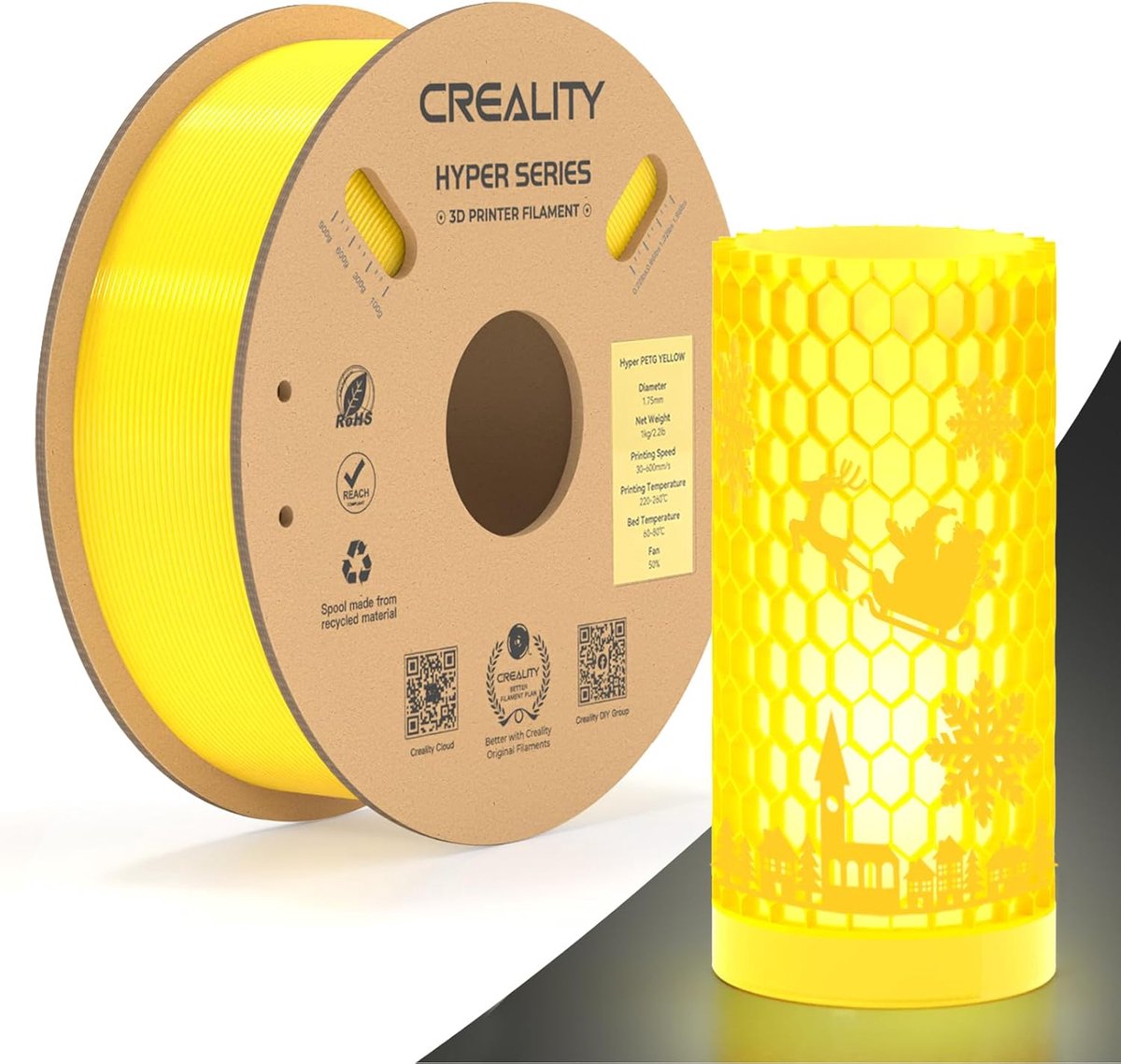 3D Print Materiaal - Filament Spoel - Objecten Printen - Duurzaam PETG - 1.3 kg - Geel