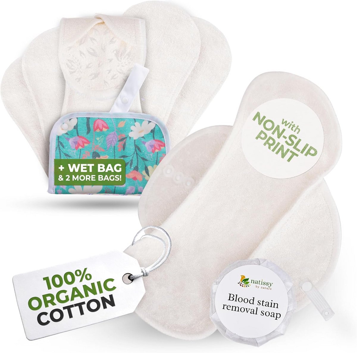 Herbruikbaar Maandverband - Wasbaar Inlegkruis - Menstruatie Bescherming - Antislip Vinnen - 6 Stuks - Diverse Kleuren