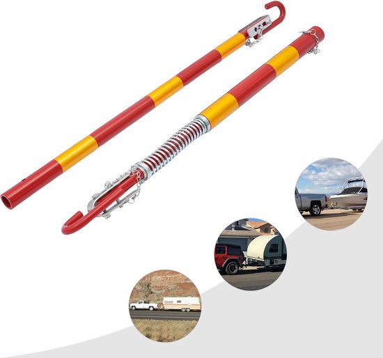 Sleepstang Auto - Pechhulp Stang - Voertuigen Slepen - Veilige Schokdemping - 5000 kg Capaciteit - Rood Geel — afbeelding 2