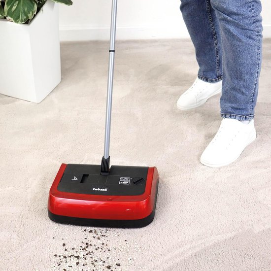 Handmatige Veegmachine - Vloer Reiniger - Snel Vegen - Verstelbare Borstelhoogte - 105cm Handvat - Rood — afbeelding 3
