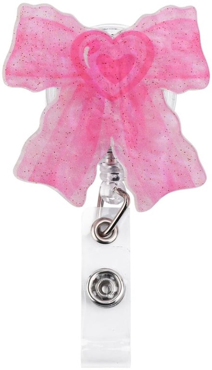 Allecta - Roze Schattige Strik Badge Reel voor Verpleegster - Intrekbaar met Alligator Clips - ID-Kaart Badge Houders - Accessoires voor Verpleegkundigen