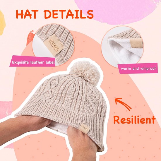 Baby muts sjaal - Kinder winterset - Warm blijven - Met pompon - 0-36 maanden - Meerdere kleuren — afbeelding 5
