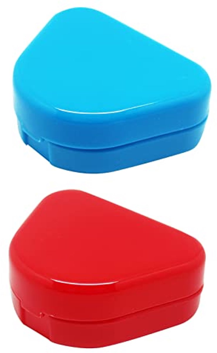 Bewaarkoffers Tandheelkundig - Opslagcontainers Ortho - Hygiënisch Bewaren - Met Ventilatiegaten - 2 Stuks - Rood Blauw