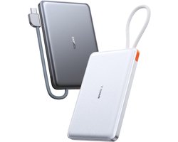 TORRAS PebbleLink Powerbank 10000mAh - 22.5W Snelladen - Ingebouwde USB-C Kabel - Dual USB-C - Compact & Lichtgewicht - Voor Smartphone, Tablet en USB-C Apparaten