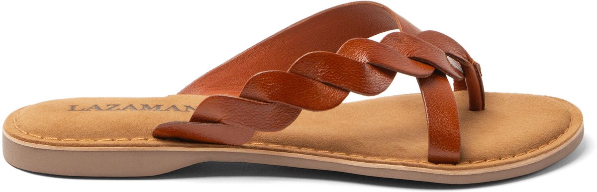 Lazamani - Avi Dames Teenslippers Leer Tan - Maat 39