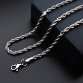 Rope Chain - Gewikkelde Ketting Staal - 3mm - Kettingen Heren Dames - Schoencadeautjes Sinterklaas Jongen - Cadeaus Mannen