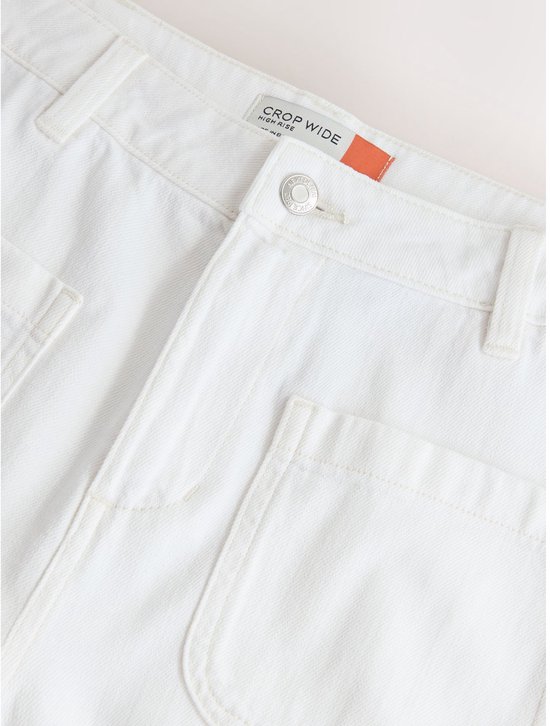 Next - Dames - Cropped lichtgewicht petite jeans met opgestikte zak - Wit