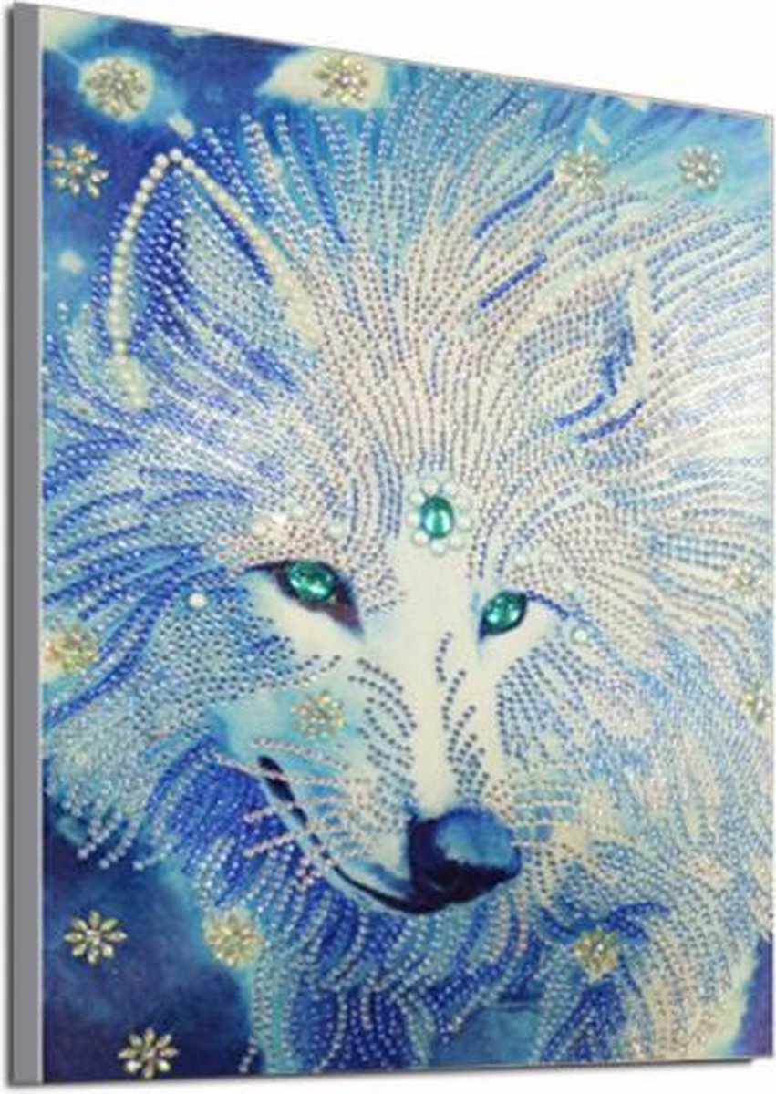 Diamond painting wolf 5D 40 cm x 30 cm wolven / wolvenkop Diamant