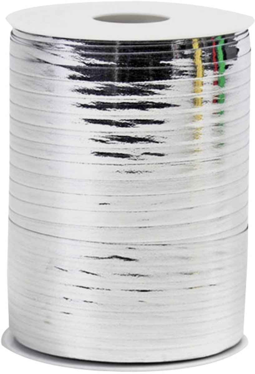 Krullint Metallic Zilver - 10mm breedte – 250 mtr lengte