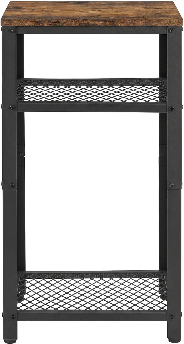 VASAGLE - Bijzettafel - Bijzettafeltjes Woonkamer - Hoge Bijzettafel met 3 Lagen - 2 Metalen Planken - Voor Kantoor Slaapkamer Woonkamer Keuken