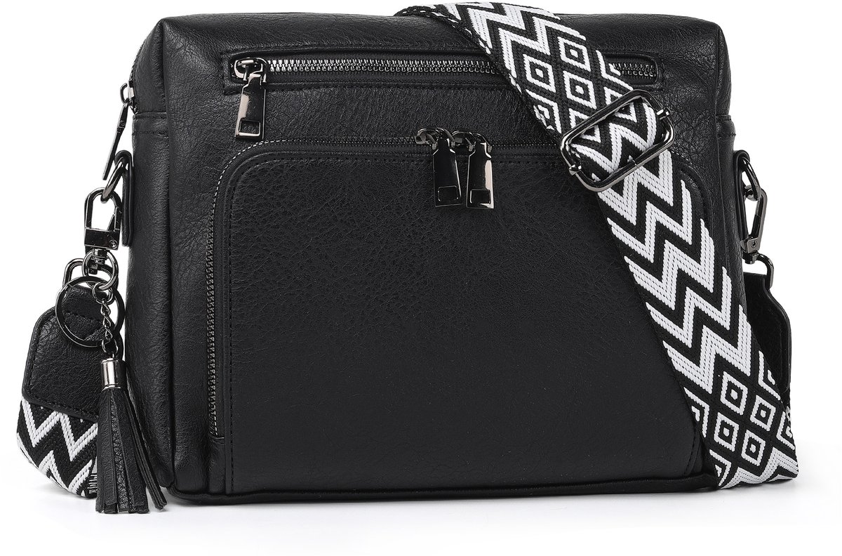 TANTOMI Dames Schoudertas - met RFID-Blocking – Anti-diefstal Design - Verstelbare Band - Crossbody Tas met Kaartsleuven - PU Leer - Zwart