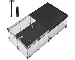 SONGMICS Kleine Dieren Behuizing, Semi-Transparante Panelen, Ademend, Waterbestendige Stoffen Bodem, Konijnenhok Binnen, Cavia Kooi, Fret, 144 x 74 x 47 cm, Cloud White LPC015W01
