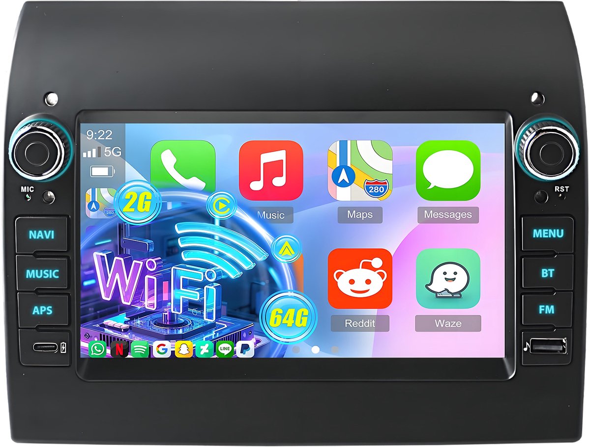 Hexinex - Autoradio - Geschikt Voor Fiat Ducato Peugeot Boxer Citroen Jumper 2011 t/m 2022 - 2+64GB CARPLAY FM